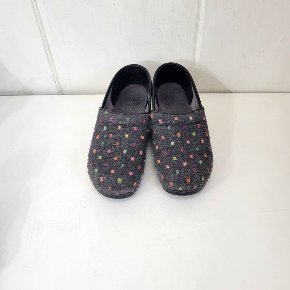 Dansko Vegan Professional Clogs Multicolor Polka Dot Black Slip-On Comfort Shoes - Picture 3 of 8